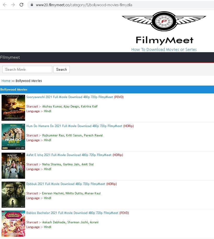 Filmymeet website : Download free hd hindi movies